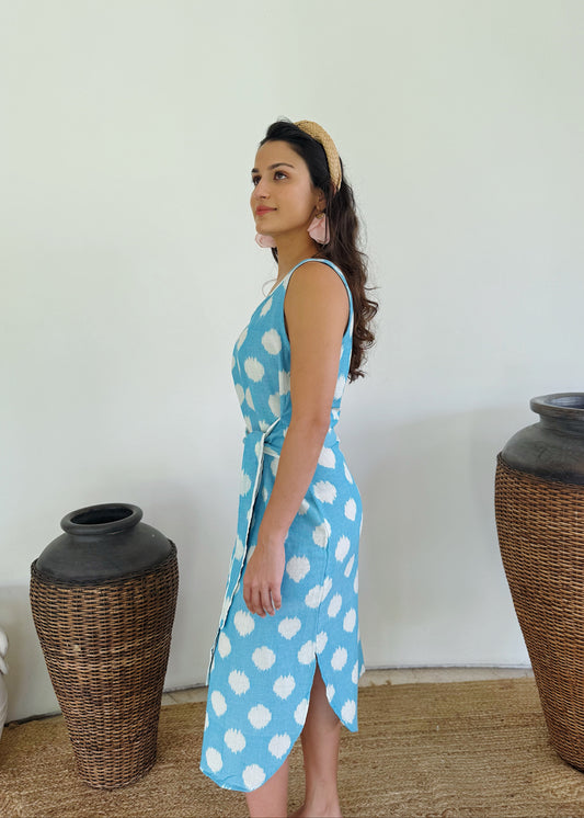 Capri Polka Handloom Midi Dress