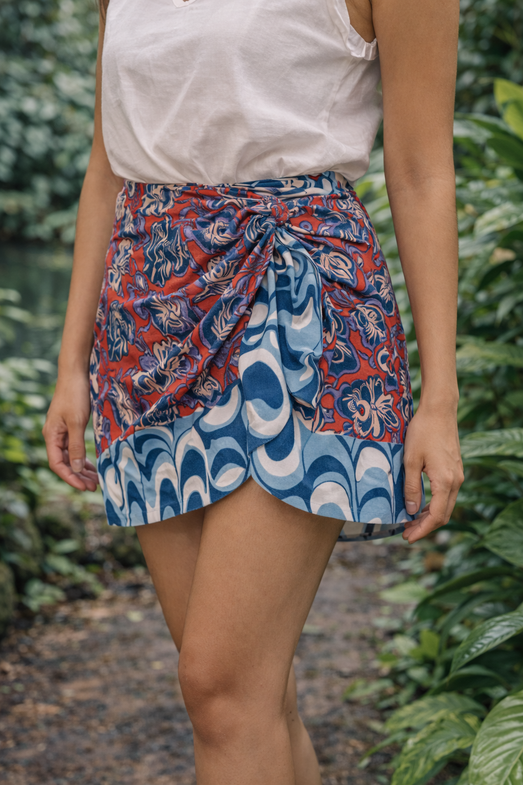 Retro Mini Wrap Skirt