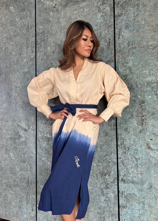 Koi Embroidered Ombre Midi Dress