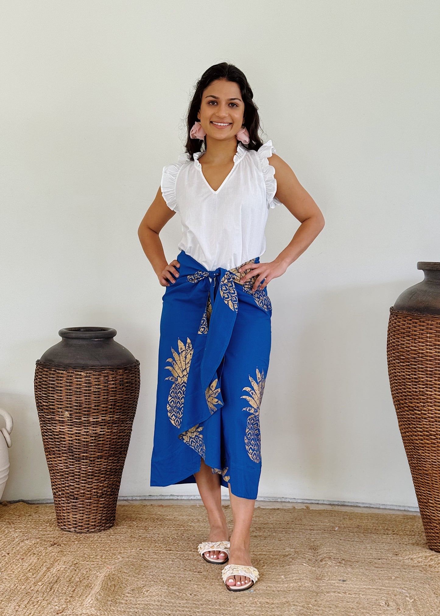 Golden Pineapple Midi Wrap Skirt