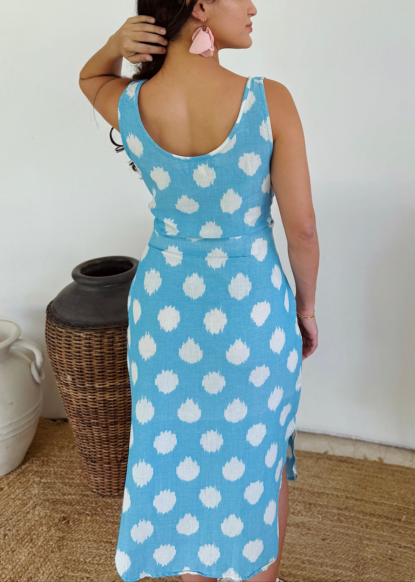 Capri Polka Handloom Midi Dress
