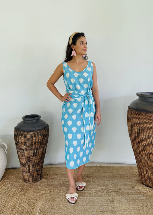Capri Polka Handloom Midi Dress