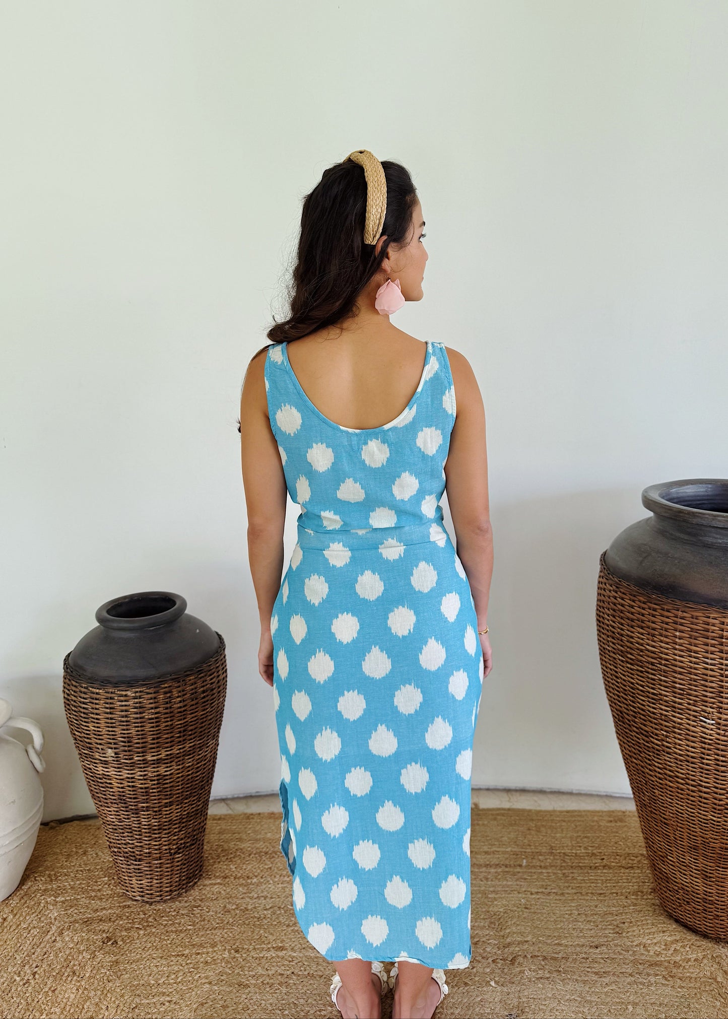 Capri Polka Handloom Midi Dress