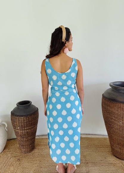 Capri Polka Handloom Midi Dress